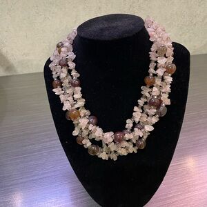 Fluorite nugget, multi-strand necklace, accented with bronze beads.